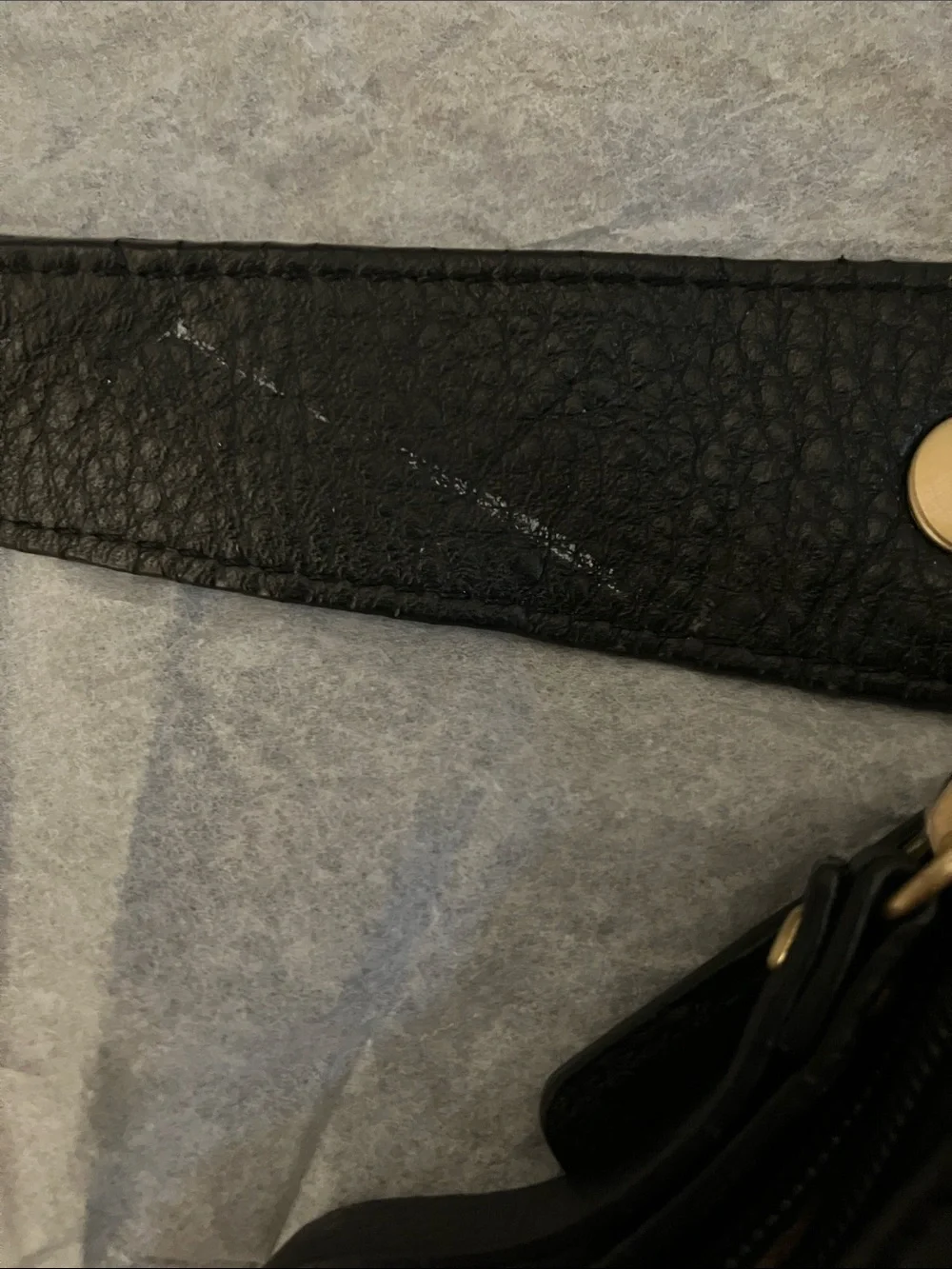 Black Pebbled Leather Hobo with Gold Ring Accents